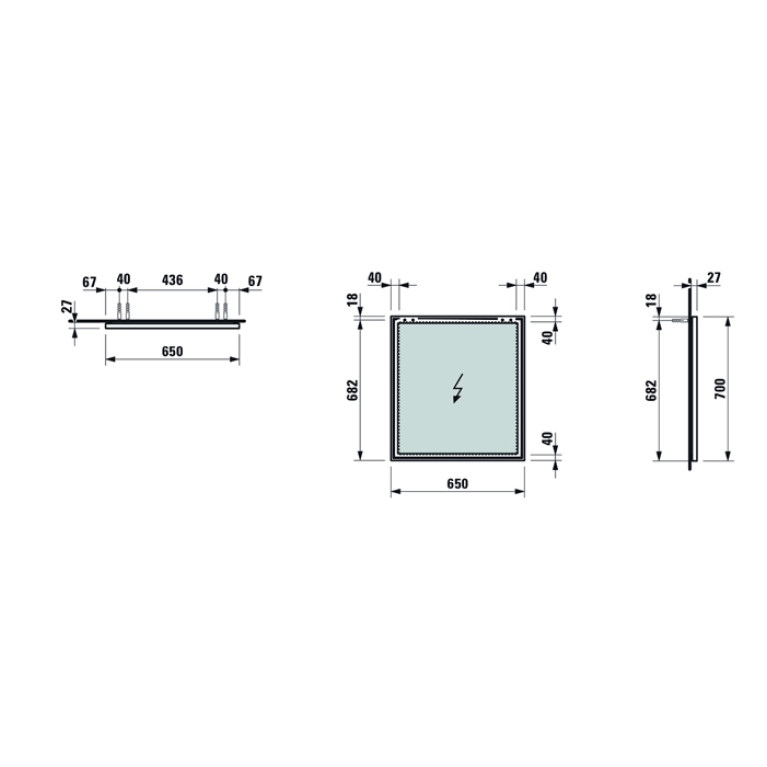 Laufen Frame 25 Зеркало 650х700х25 мм, с алюминиевой рамкой, без подсветки (СПЕЦЦЕНА по акции)