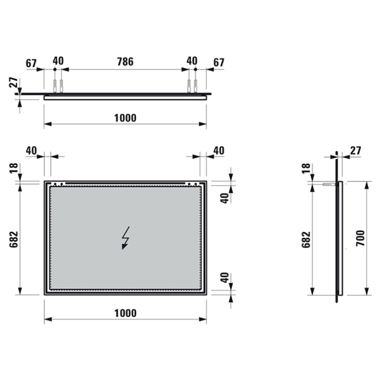LAUFEN FRAME 25 зеркало 1100x25x700 мм, с алюминиевой рамой