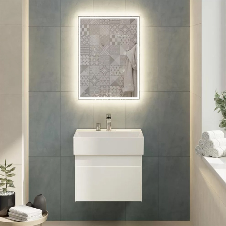 Kerama Marazzi Зеркало TECNO 60х80 см. c LED подсветкой, с функцией антизапотевание, белое глянцевое