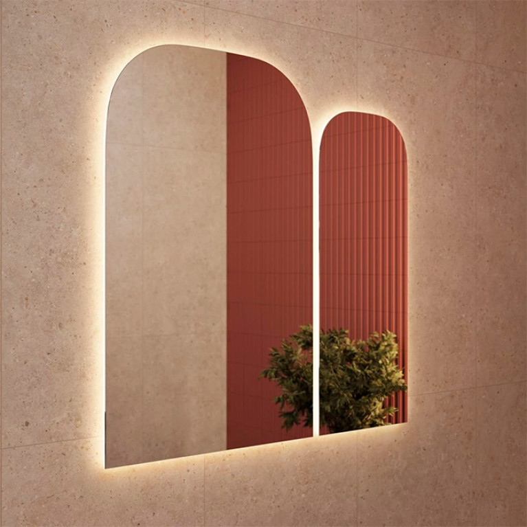 Kerama Marazzi Зеркало VETRATA R 400х1035 мм, сенсор со сменой цвета подсветки и антизапотевание, белое