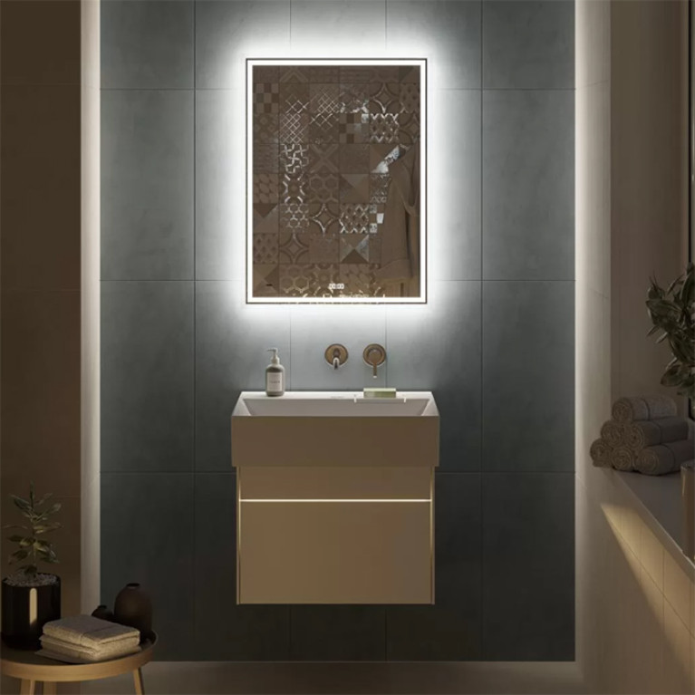 Kerama Marazzi Зеркало TECNO 60х80 см. c LED подсветкой, с функцией антизапотевание, белое глянцевое