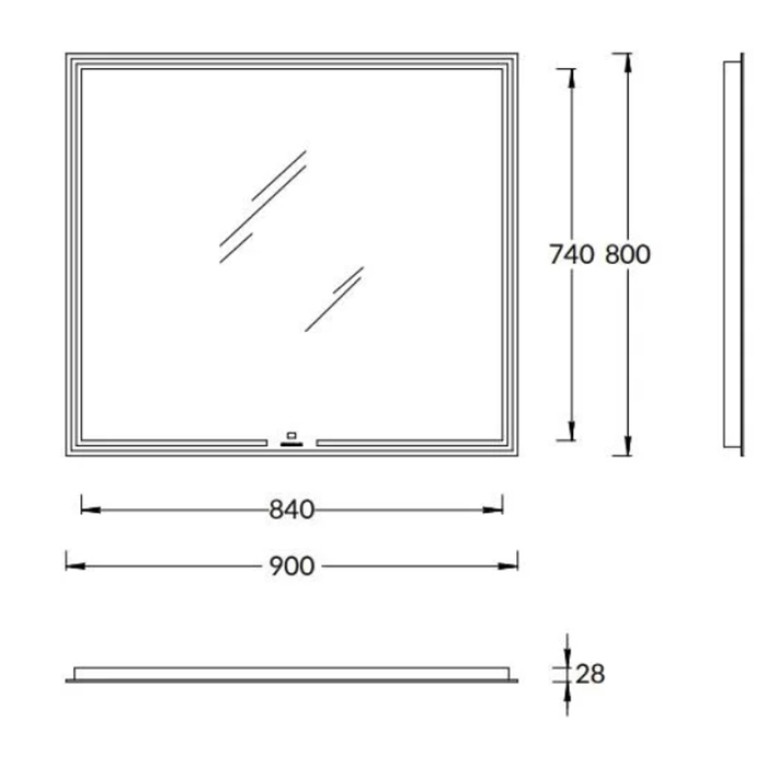Kerama Marazzi Зеркало&nbsp;MIO&nbsp;прямоугольное&nbsp;с&nbsp;диммером&nbsp;90,&nbsp;белое