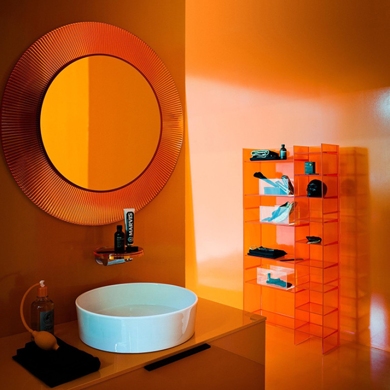 Laufen Kartell Зеркало круглое d=780мм, настенное, со скрытой подсветкой LED, цвет: оранжевый