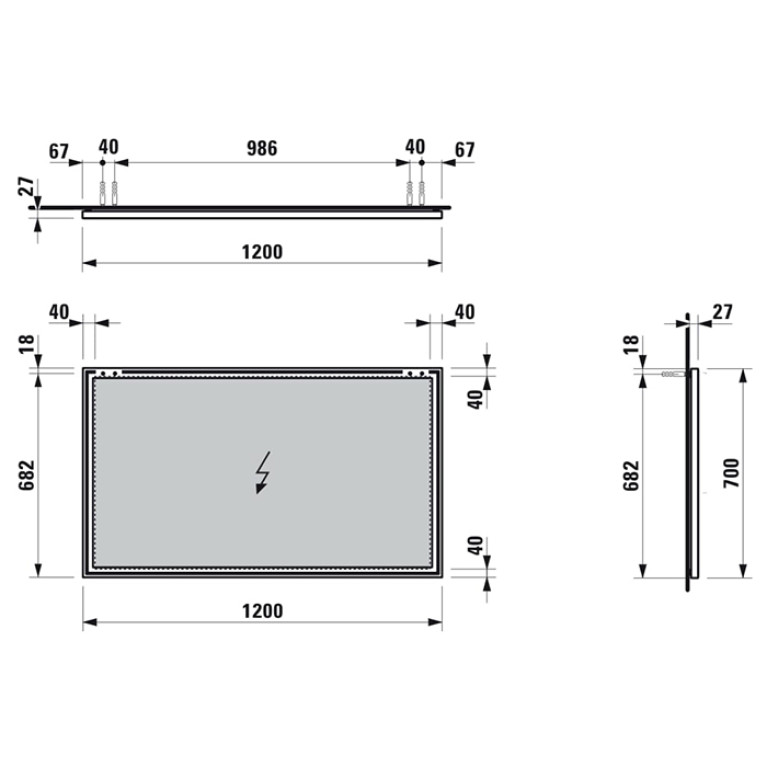 LAUFEN FRAME 25 зеркало 1200x25x700 мм, с алюминиевой рамой