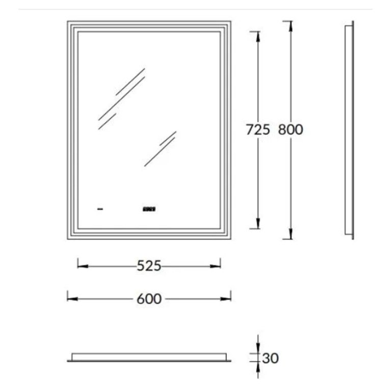 Kerama Marazzi Зеркало TECNO 60х80 см. c LED подсветкой, с функцией антизапотевание, белое глянцевое