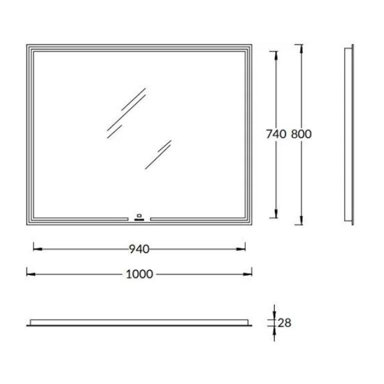 Kerama Marazzi Зеркало&nbsp;MIO&nbsp;прямоугольное&nbsp;с&nbsp;диммером&nbsp;100,&nbsp;белое
