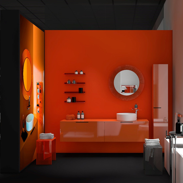 Laufen Kartell Зеркало круглое d=780мм, настенное, со скрытой подсветкой LED, цвет: оранжевый