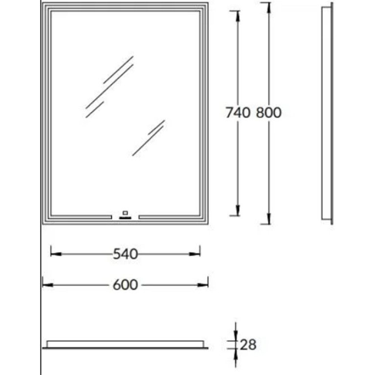 Kerama Marazzi Зеркало&nbsp;MIO&nbsp;прямоугольное&nbsp;с&nbsp;диммером&nbsp;60,&nbsp;белое