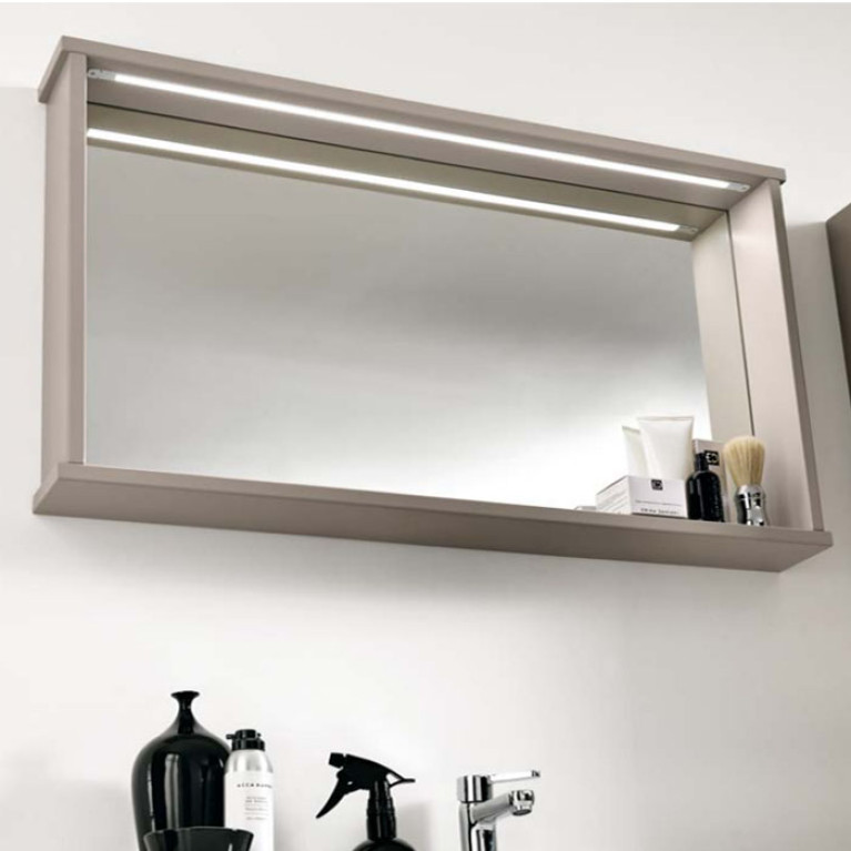 Eban Mina 115, зеркало с полкой и LED-подстветкой 115*12*h54 , цвет: пергамон (цена ликвидации)