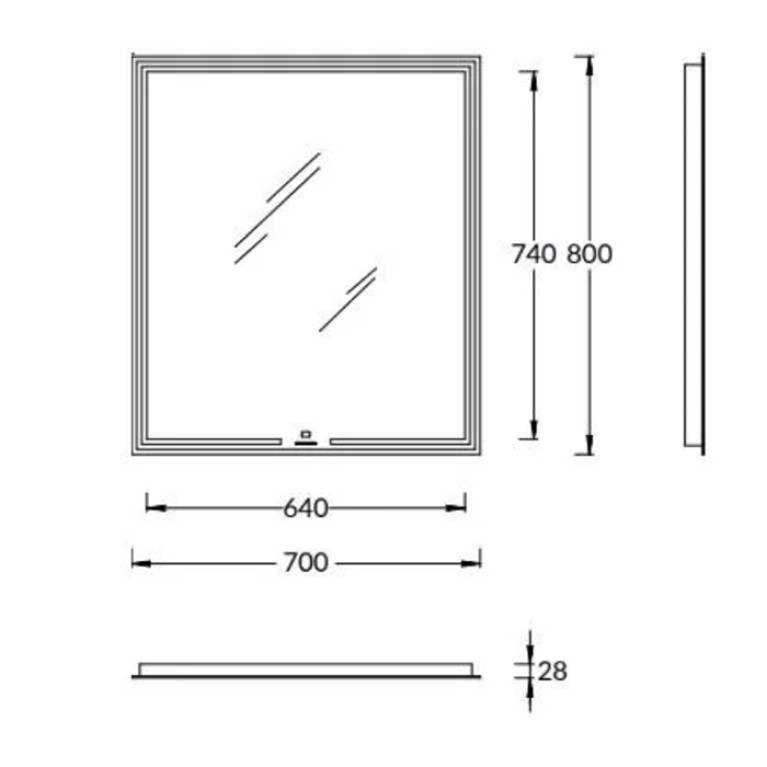 Kerama Marazzi Зеркало&nbsp;MIO&nbsp;прямоугольное&nbsp;с&nbsp;диммером&nbsp;70,&nbsp;белое