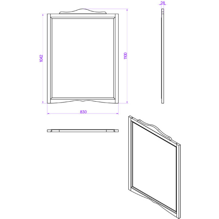 TW Veronica, Зеркало 83*h110см, цвет: bianco