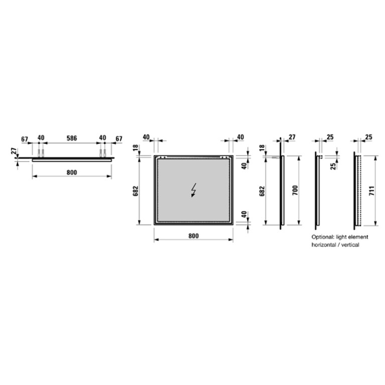 LAUFEN Frame 25 Зеркало 800х700х25 мм., с алюминиевой рамой (СПЕЦцена по акции!)