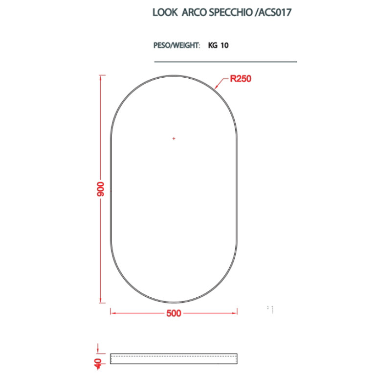 Artceram Б/С Зеркала Зеркало Arco 50х90 см в металлической раме, цвет moka
