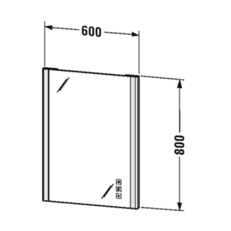 DURAVIT XSQUARE Зеркало 600х800х33 мм., LED-подсветка 2700-6500K с диммером, подогрев, регулировка цвета