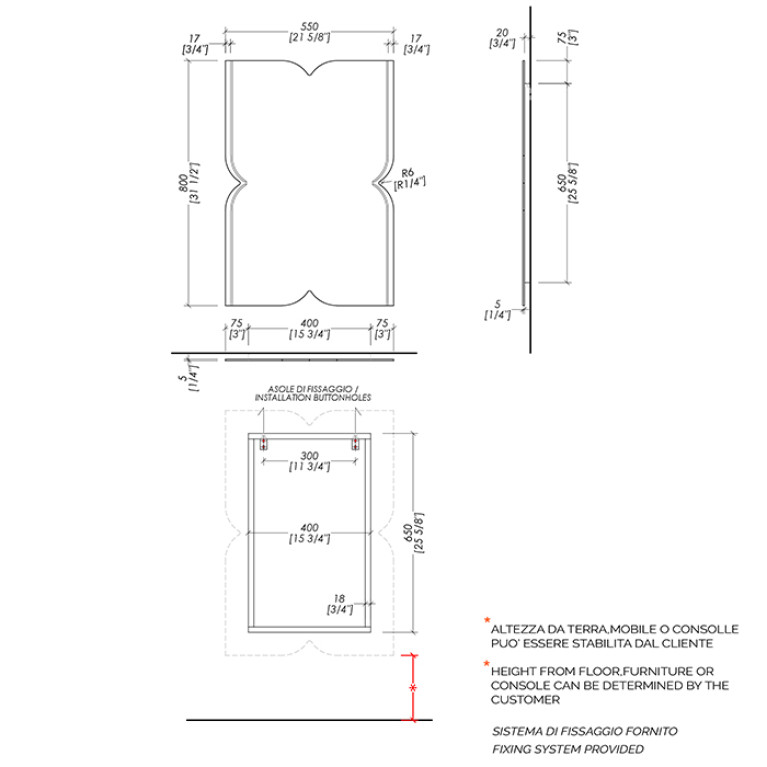 Devon Papillon Зеркало 500xh800x21 мм с с фацетом, декоративное (Снято с пр-ва)