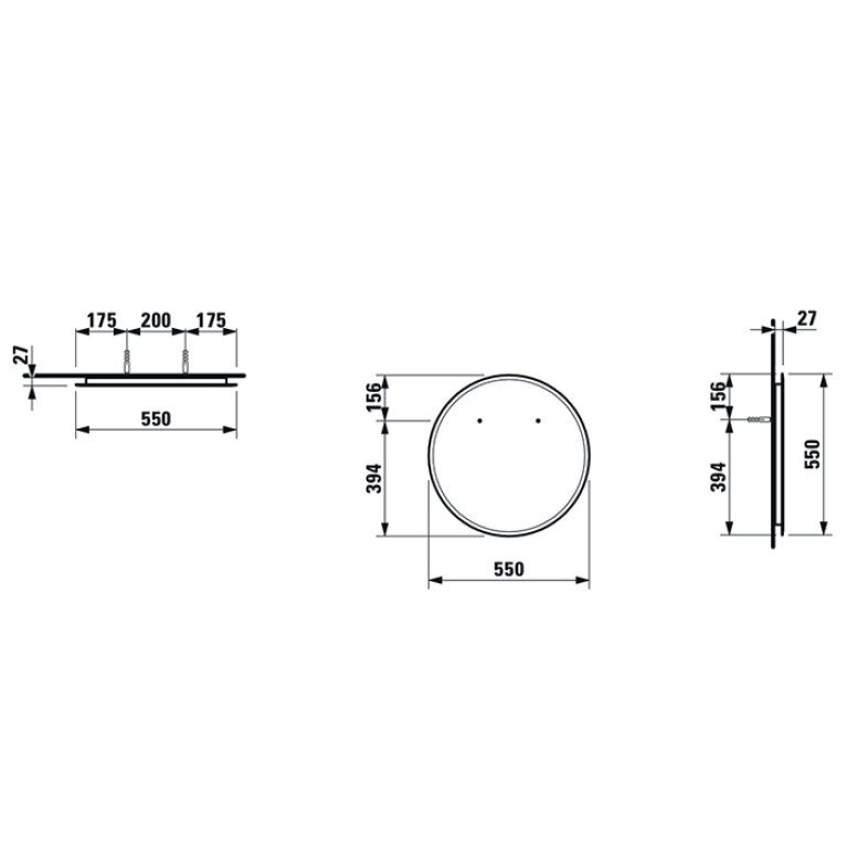 Laufen Frame 25 зеркало 550x23x550 мм, круглое, с LED-подсветкой