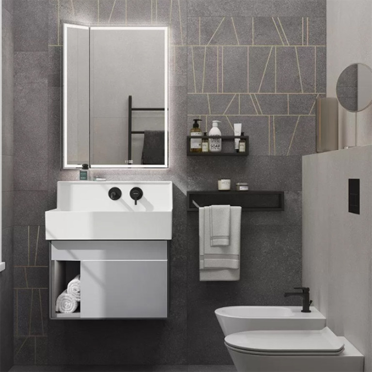 Kerama Marazzi Зеркало TECNO M 65х85 см. с поворотной дверцей, подсветкой и функцией антизапотевание, белое