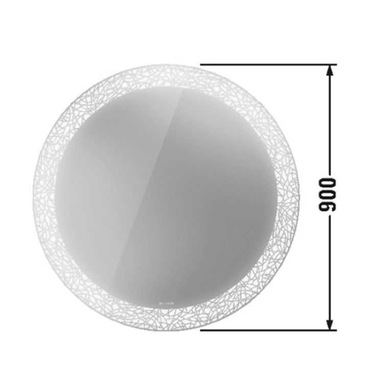 Duravit Happy D.2 Plus Зеркало круглое d900 мм, декор: organic, LED 3500, 41w, сенсор, регулировка яркости, приглушение света + выключатель, G Вид под