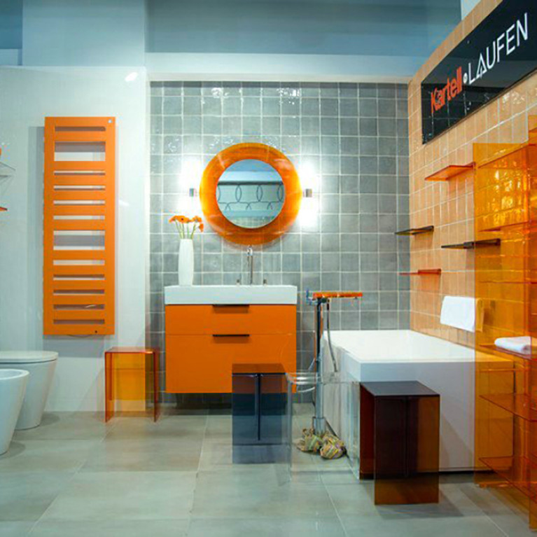 Laufen Kartell Зеркало круглое d=780мм, настенное, со скрытой подсветкой LED, цвет: оранжевый