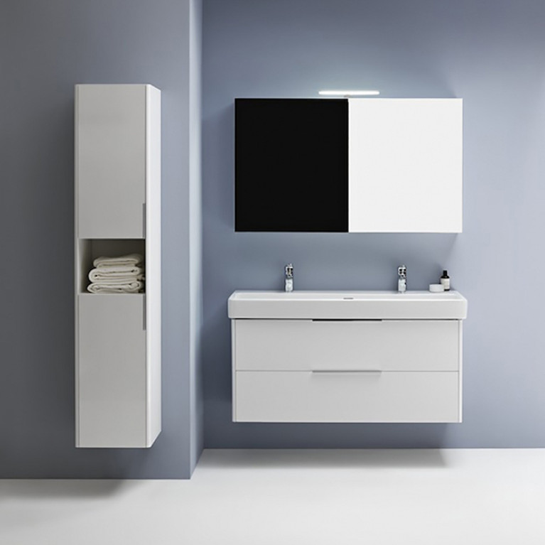 Laufen BASE высокий шкаф 350x335x1650 мм, 2 дверцы, петли справа, 1 открытая полка, 4 стекл. полки,  белый глянц (НА склад ждем к 20 мая 2шт)