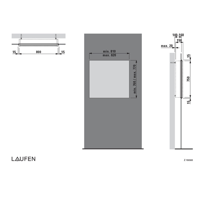 Laufen Frame 25 монтажная рама для зеркальных шкафов 4.0880.4, 4.0881.4, 4.0882.4