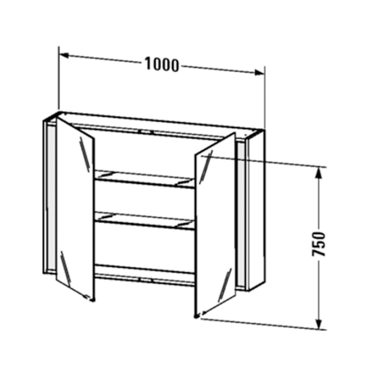 Duravit Ketho Зеркальный шкаф 100х18xh75см, 2 дверцы, 2 полки, с розеткой и сенс. выключателем, Цвет:Белый матовый-18