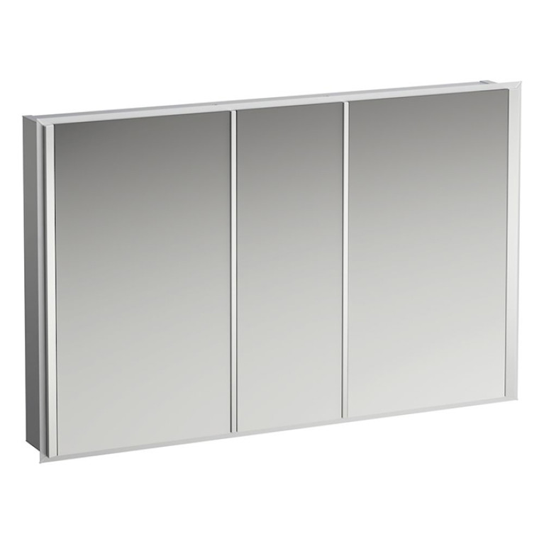 LAUFEN FRAME 25 Зеркальный шкаф 1200х150х750 мм., 3 двери, LED подсветка, подсветка снизу, сенсорный выключатель, 2 розетки, цвет Mirror