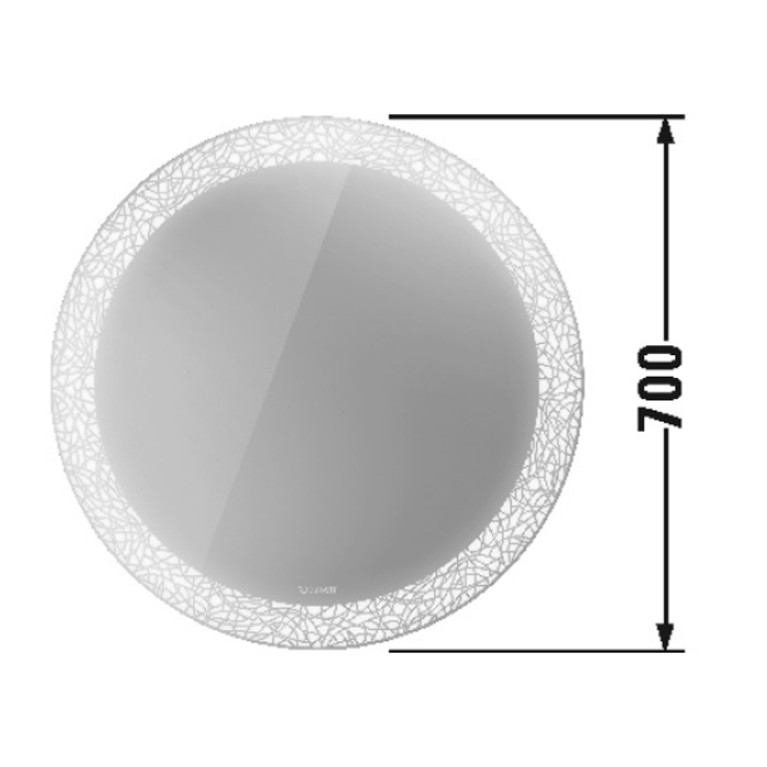 Duravit Happy D.2 Plus Зеркало круглое d700 мм, декор: organic, LED 3500, 31w, сенсор, регулировка яркости, приглушение света + выключатель